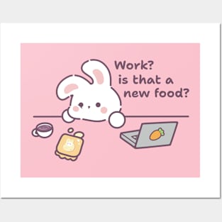 Cute bunny lazy working and daydreaming about food Posters and Art